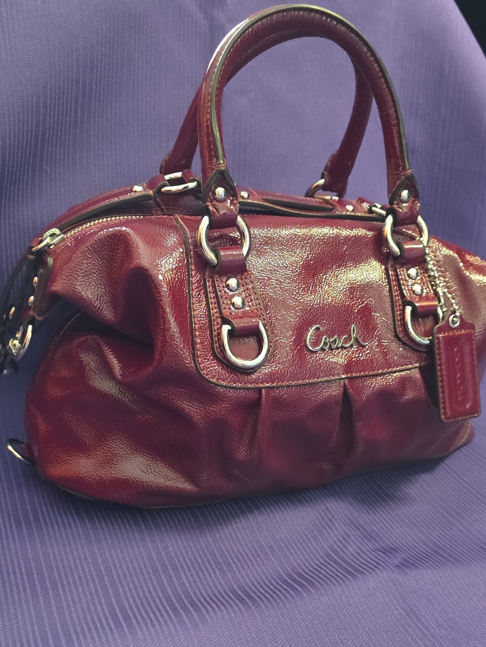 Coach Wine Red Patent Leather Satchel